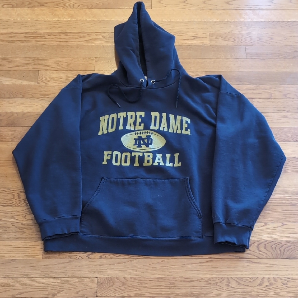 Notre Dame Football Pullover Hoodie in Navy with Gold Logo